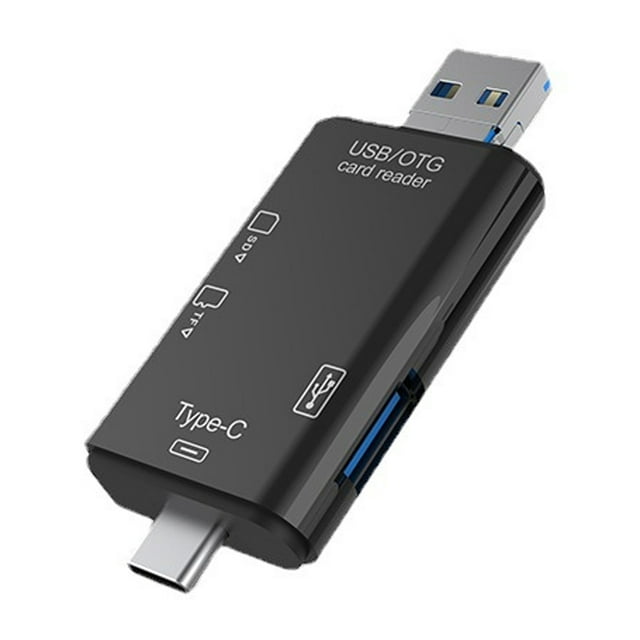 TF/SD Card Reader,3-in-1 Memory Card Reader with Tri-Connectors, USB 2.0 Card Reader Adapter,Compatible with Windows,Mac OS ,Linux, Android