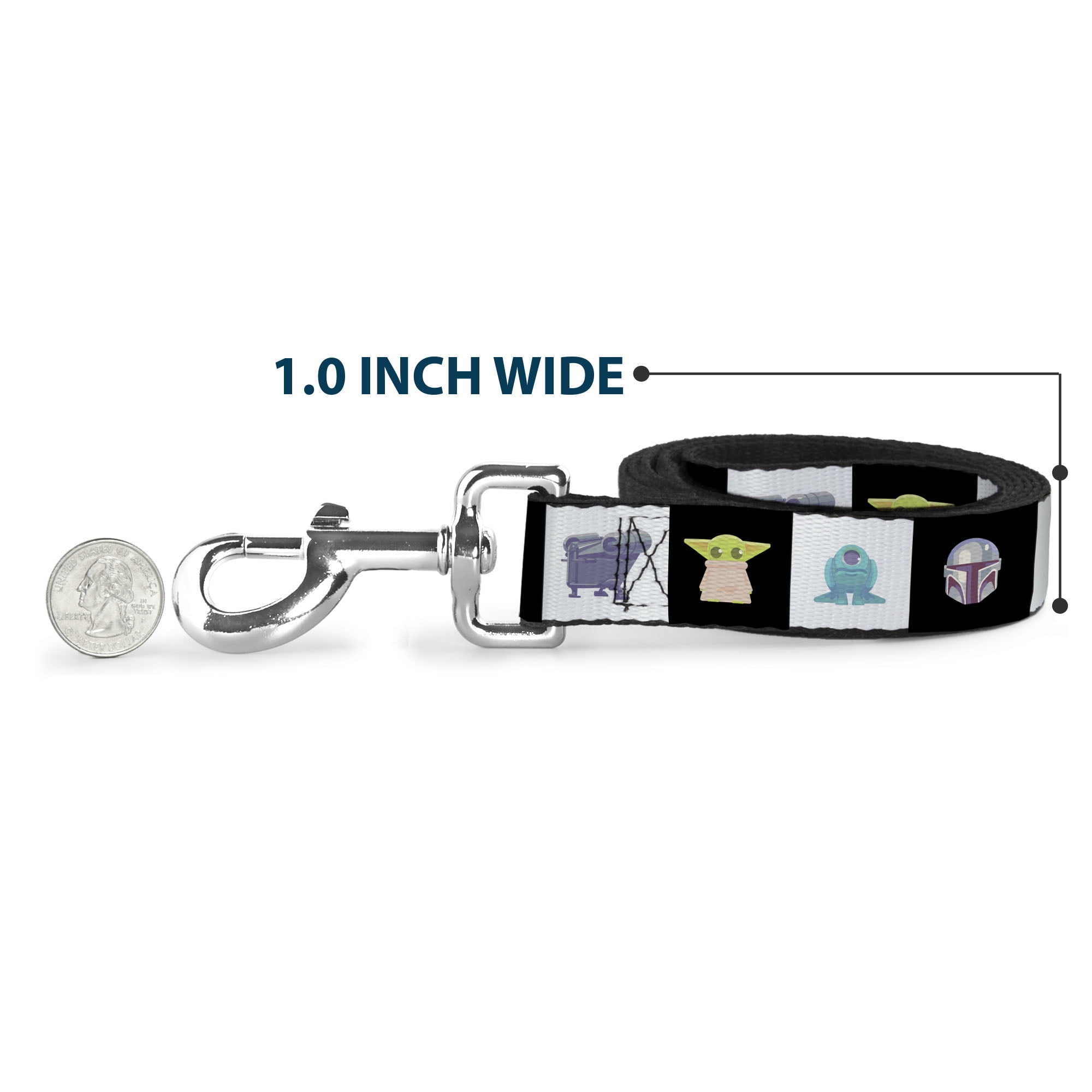 Star Wars Pet Leash, Dog Leash, Star Wars Mandalorian 4 Character Pose Blocks, 6 Feet Long 1.0 Inch Wide