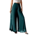 thumbnail image 2 of Wide Leg Pants Woman Women's Chiffon Wide Leg Trousers High Elastic Waist Casual Business Trousers, 2 of 5