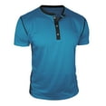 thumbnail image 2 of Handshe Men's Short Sleeve Henley Shirt, Solid and Color Block Design for Everyday Wear, 2 of 6