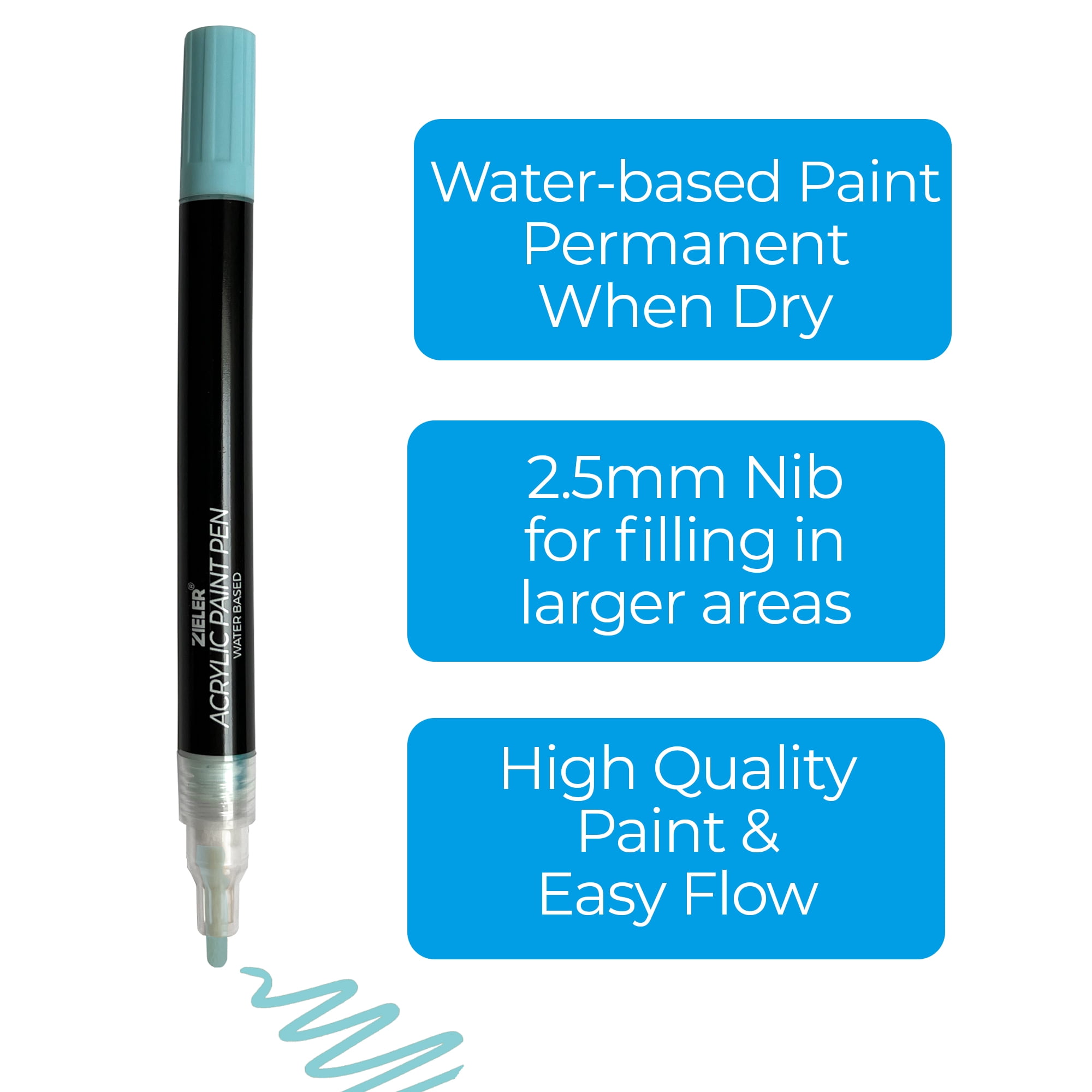 Zieler Pastel Paint Marker Pens, Set of 8 Assorted Pastel Colors, Medium Tip