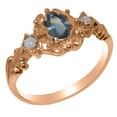thumbnail image 1 of LBG British Made 18k Rose Gold Natural Sapphire & Opal Womens Trilogy Ring - 33 size options - Size 5.25, 1 of 1