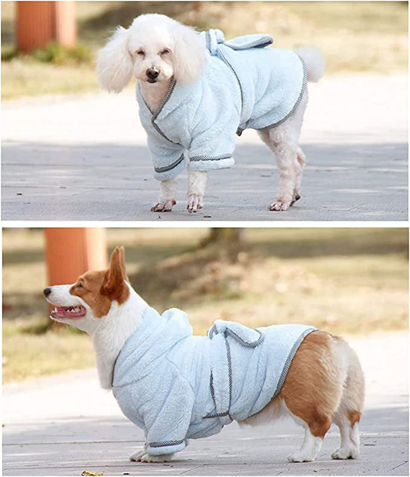 Dog Bathrobe, Microfiber Fast Drying Absorbent Hooded Bath Towel for Puppy Small Medium Large Dog Cat (2XL, LightCyan)