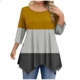 thumbnail image 2 of Gamivast Womens Plus Size Tops 3/4 Sleeve Color Block Oversized Tunic Shirts Holiday Casual Crew Neck Asymmetric Hem Blouse Summer Spring Outfits, 2 of 5