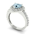 thumbnail image 2 of 2.03 ct Heart Cut Natural Swiss Blue Topaz with Simulated Diamond Halo Accents 14K White Gold Womens Engagement Ring, 2 of 6