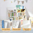 thumbnail image 3 of Miniyam Tiered Bookshelf with Open Storage for Kids, Easy Book Display, White, 3 of 7
