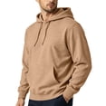 thumbnail image 4 of TQWQT Mens Solid Pullover Hoodie Drawstring Hooded Sweatshirt with Kangaroo Pocket Drop Shoulder Loose Long Sleeve Casual Tops Fall Clothes Camel M, 4 of 8