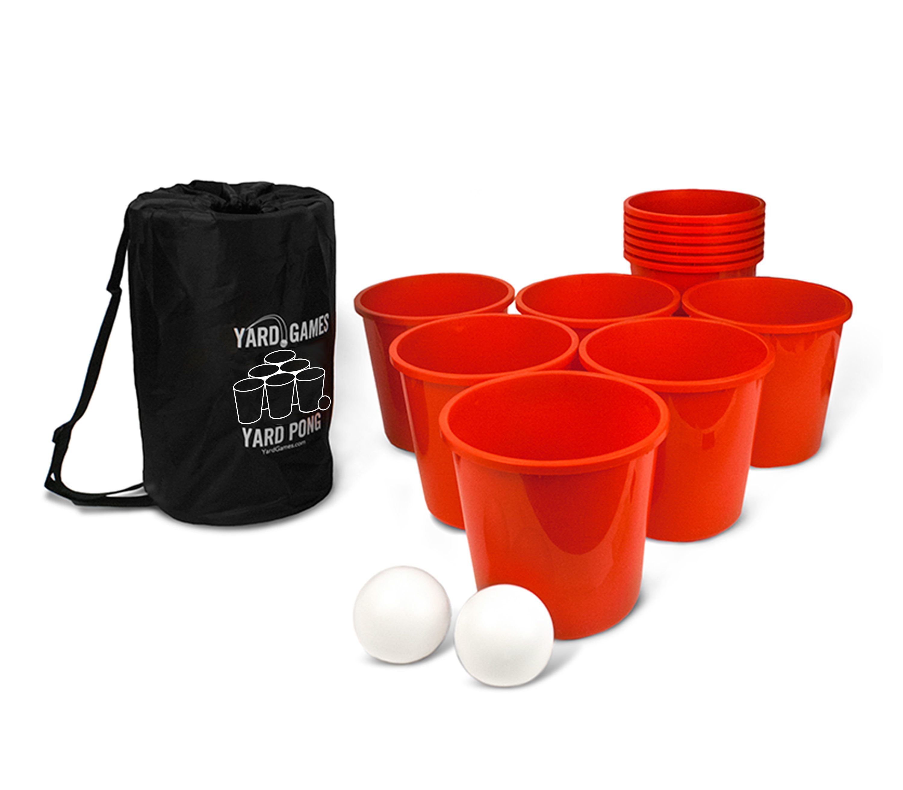 12 Buckets Giant Yard Beer Pong Set for Outdoor Fun 2 Balls 1 Drawstring Carrying Bag Get Out Patio Pong 