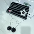 thumbnail image 4 of hirigin Women Handmade Knitted Crochet Hat Cute Stars Decor Stripe Contrast Color Cat Ear Bobbles Devil Hat Autumn Winter Warm Beanie, 4 of 4