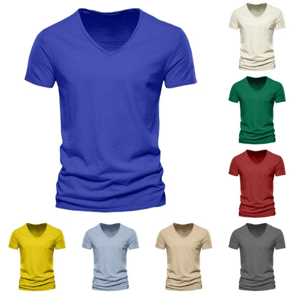 Vrotazzy Men's Casual V Neck T Shirts for Daily Wear – Loose Fit Stretch Knit Tee ideal for Spring Summer