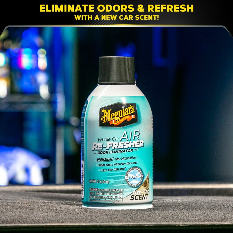 Meguiar's Whole Car Air Refresher, Odor Eliminator Spray Eliminates Strong  Vehicle Odors, New Car Scent - 2 Oz Spray Bottle (Pack of 2)