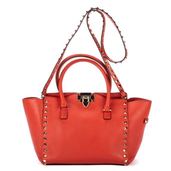 Pre-Owned Valentino Salmon Glam Lock Shoulder Bag Calfskin Leather