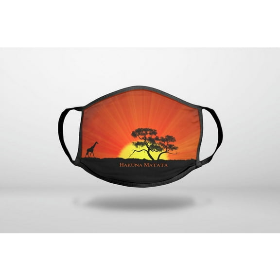 Hakuna Matata - 3-Ply Reusable Soft Cloth Face Covering, Unisex, Cotton Inner Layer