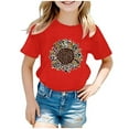 thumbnail image 1 of Hiiyo Big Girls Sunflower Print Crew Neck Short Sleeve T-Shirt Summer Tee, Sizes 2-14, 1 of 3