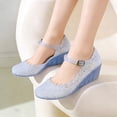 thumbnail image 6 of Women's Jelly High Heel Sandals Hollow Out Beach Sandals with Bukle Straps (Blue 40), 6 of 6