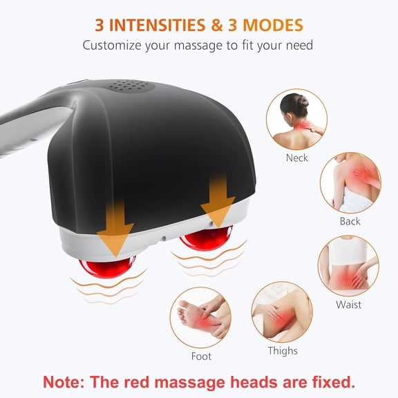 Cordless Handheld Back Massager with Heat, Deep Tissue Percussion for Neck Shoulder