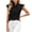Black, variant on Women's Tops Stand Collar Blouse Bow Tie Detail Petal Sleeve Solid Color Elegant Top Black Size M