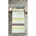 thumbnail image 3 of Ambesonne Green and Brown Quilted Bedspread Set 2 Pcs, Lace Pattern, Twin Size, Yellow Green Mint Green, 3 of 3