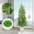 thumbnail image 3 of 2Pcs Artificial Cedar Topiary Trees in White Pot | 3/4/5/6Ft UV Protected Faux Evergreen Plants, Outdoor Safe Fake Christmas Trees for Porch, Garden, Doorstep, Farmhouse & Indoor Decor, 3 of 8