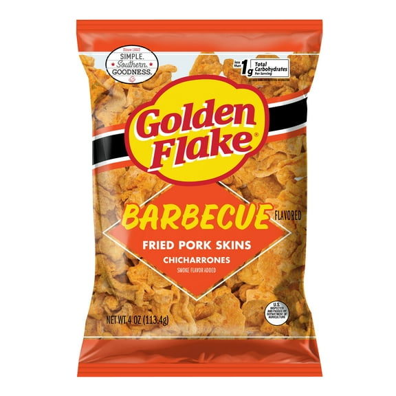 Golden Flake BBQ Pork Rinds, 12 Count, 4 oz Bags