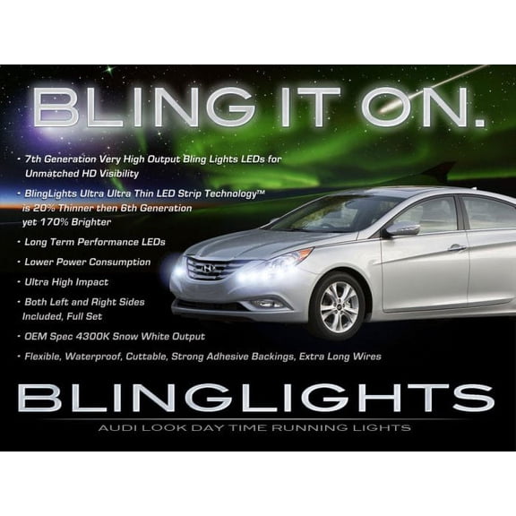 For Hyundai Sonata LED DRL Strips for Headlamps Headlights Head Lamps Day Time Running Strip Lights DRLs