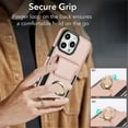 thumbnail image 3 of For IPhone 16 Pro Max Phone Case Wallet With Elastic Concealed Buckle Flip Card Holder,PU Leather Metal Ring Buckle Holder Kickstand  Women Men Magnetic Cover,Rose gold,For iPhone 16 Pro Max, 3 of 8