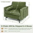 thumbnail image 4 of Costway Ensemble de 2 Fauteuil d'Accent Canapé Simple W / Mitre et Poche de Rangement Latérale Vert Armée, 4 of 9