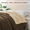 thumbnail image 3 of Exclusivo Mezcla Queen Size Reversible Sherpa Fleece Blanket, Soft Plush Blanket for Bed Sofa, Warm Fluffy Blankets for All Season, 90"x90", Brown/ Khaki, 3 of 7