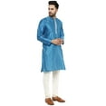 thumbnail image 5 of SKAVIJ Men's Kurta Pajama Set Embroidered Art Silk Party Dress Brown S, 5 of 6
