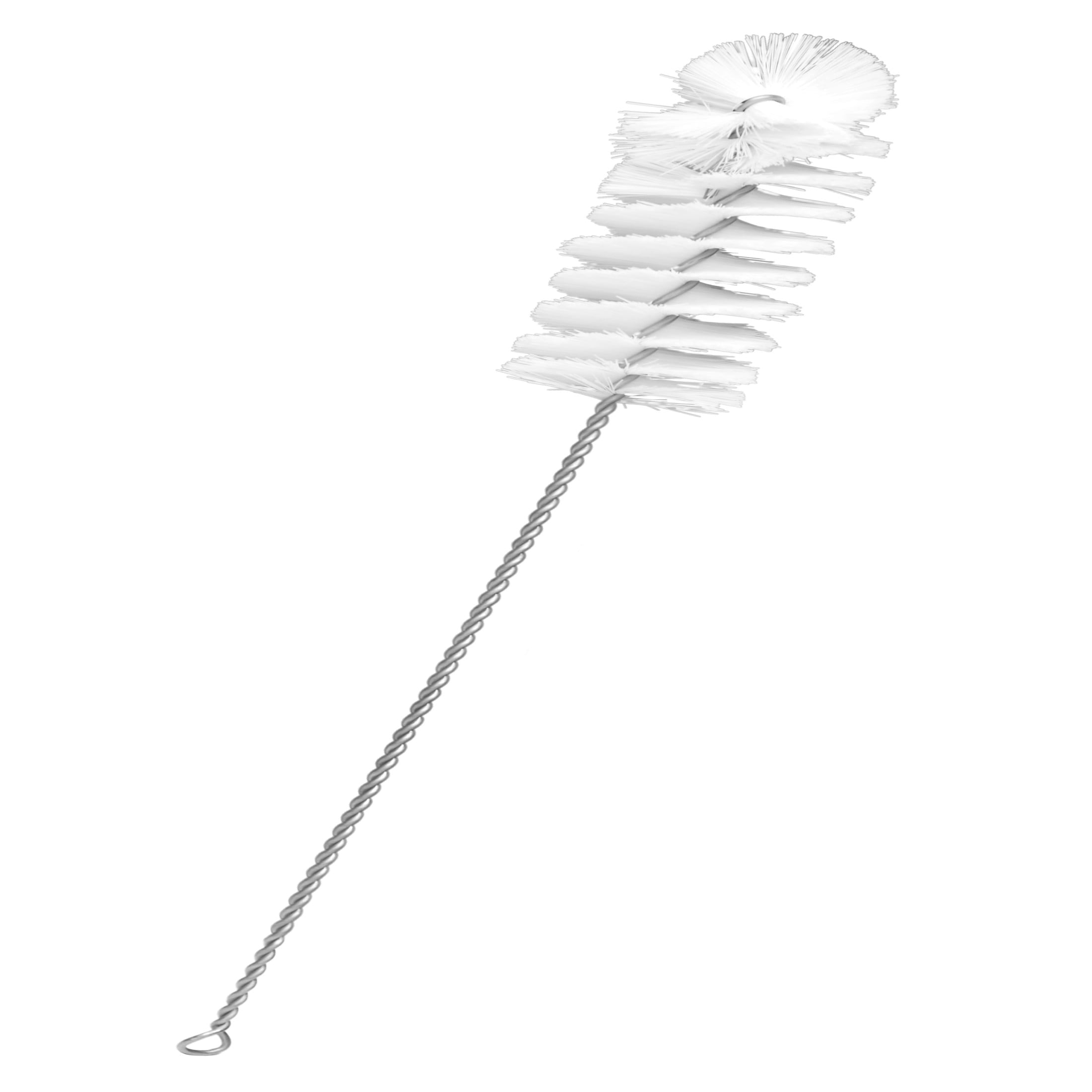 12PK Nylon Cleaning Brushes with Fan-Shaped Ends, 12.25" - Twisted Stainless Steel Wire Handles - Ideal for 1.2" - 1.4" Diameter Tubes, Bottles, Flasks, Cylinders, Jars, Vases, Cups - Eisco Labs