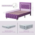 thumbnail image 5 of 4 EVER WINNER Twin Bed Frame, Upholstered Platform Bed Frame with Headboard and Footboard, Twin Size Bed Frame, Diamond Headboard and Footboard Design, Purple, 5 of 7