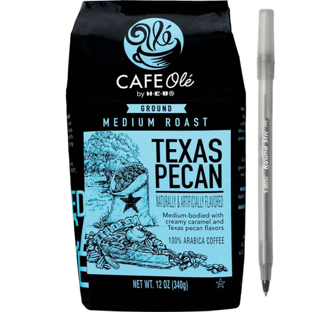 1+H-E-B Cafe Olé Ground Texas Pecan Coffee with pen