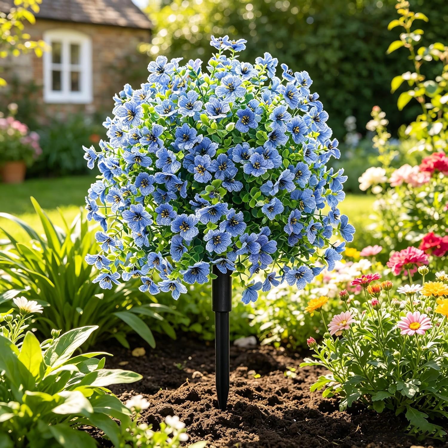 Artificial Violet for Outdoor Indoor Garden Home Decoration, Artificial Flowers with Stakes Outdoor, Waterproof Artificials Flower Decor, for Garden, Patio, Porch, Home Décor (Pink,1pc)