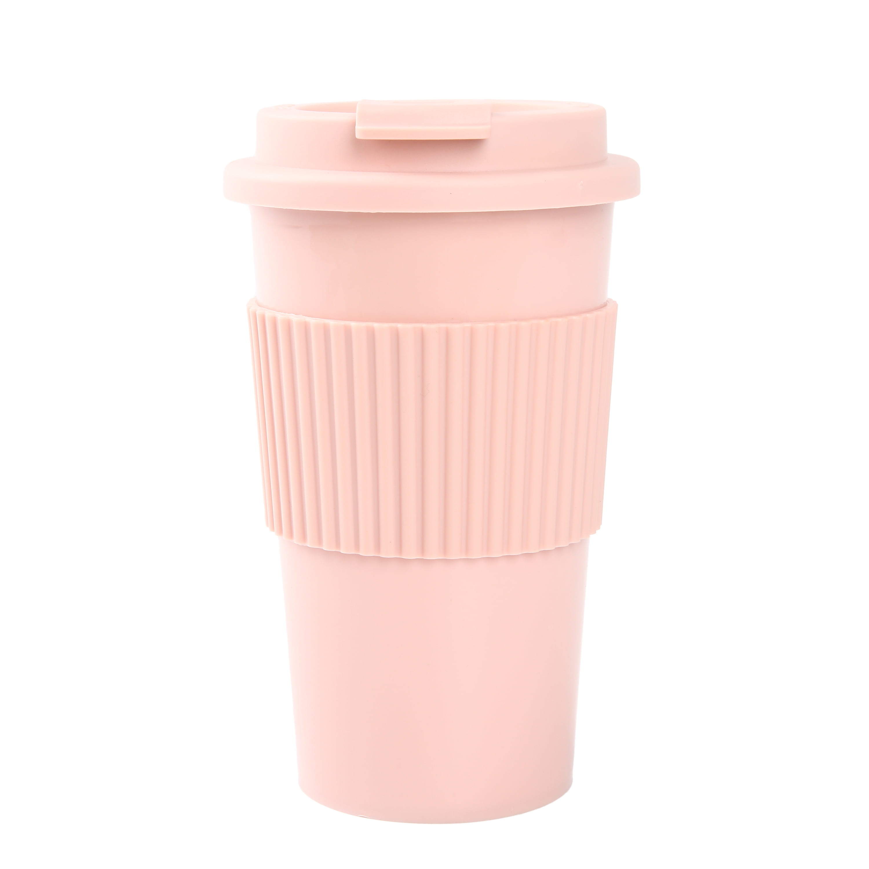 Mainstays 18oz Pink Plastic Coffee Tumbler with Screw-Top Lid