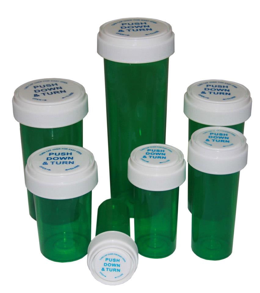 BPA Free Smell Proof Waterproof Airtight Container 1/2 oz Dry Herb Vials Prescription Bottless Bottles GriploK Pill Bottle 60 Dram Low Profile Child Resistant Storage 14 Gram 25 Bottles 