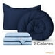 thumbnail image 5 of Set Edredón Acolchado con Fundas de Almohadas y Juego de Sábanas Dreamlab. Juego de Cama Completo para Cualquier Temporada. Hipoalergénico. Tamaño Individual, Azul marino y Azul claro, 5 of 8
