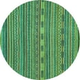 thumbnail image 1 of Ahgly Company Machine Washable Indoor Round Abstract Turquoise Blue Modern Area Rugs, 4' Round, 1 of 4