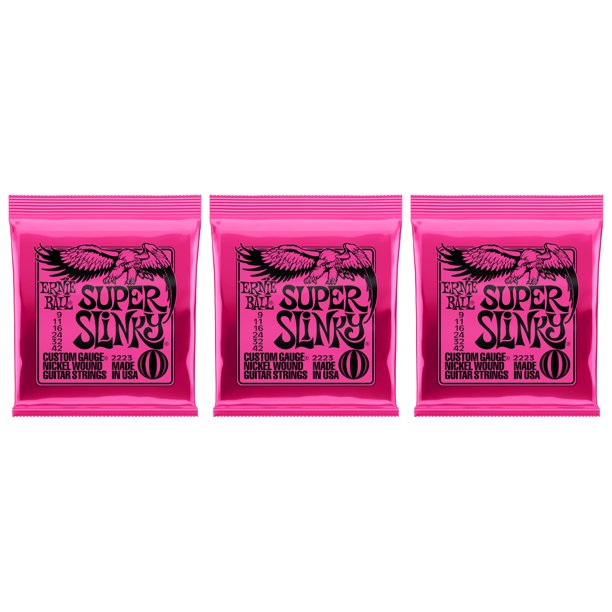 Cuerdas para guitarra eléctrica Ernie Ball Super Slinky 9-42 (x3)
