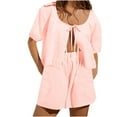 thumbnail image 2 of Summer Savings 2025!Casual 2 Piece Sets for Women Shorts Two Piece Short Sets for Women Pink Linen Sets for Women 2 Piece Pants, 2 of 8