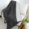 thumbnail image 6 of PAVILIA Reversible Sherpa Fleece Throw Blanket Twin Dark Grey, Soft Fuzzy Plush Flannel Throw, Warm Ribbed Microfiber Blanket for Sofa Couch Bed, Thick Striped Blanket, Grey, 60x80, 6 of 7