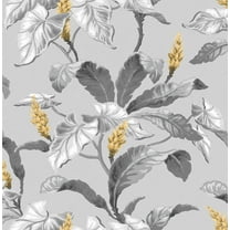 Brewster Home Fashions Meridian Parade Grey Tropical Leaves Wallpaper