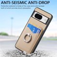 thumbnail image 2 of Carbon Fiber Patterned Case for Google Pixel 8, Wallet case with [360°Rotation Ring Kickstand] Credit Card Holder,PU Leather Shockproof Cover Women Men for Google Pixel 8, Khaki, 2 of 8