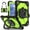 Black+Green, variant on Rugged Hybrid Case For Samsung Galaxy Tab A11 Plus SM-X310/X315 tablet, with Built-in Kickstand 360° Rotating Crossbody Shoulder Strap Shockproof Heavy Duty Case, Black+Black