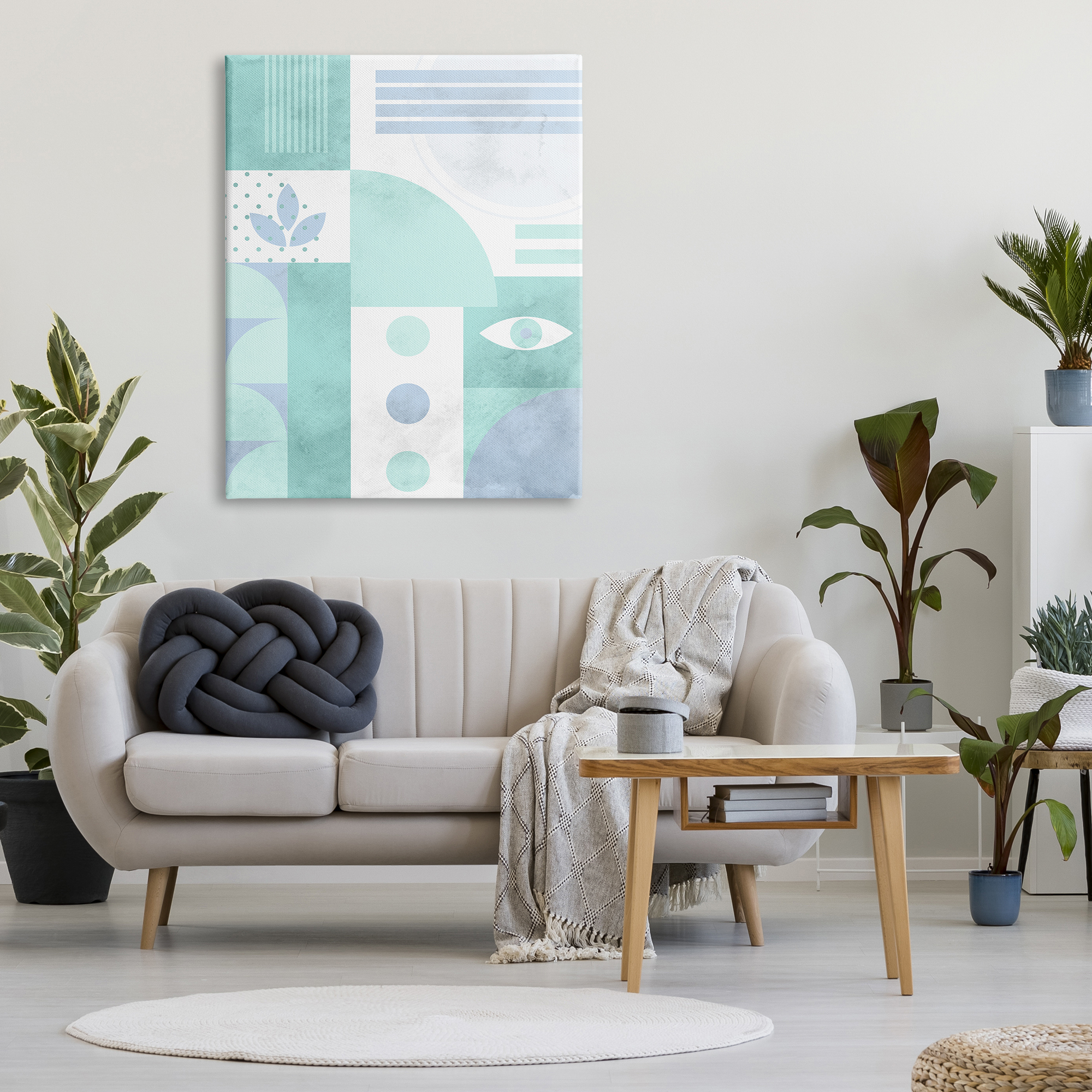 Stupell Industries Green Geometric Pattern Abstract Painting Gallery Wrapped Canvas Print Wall Art, 36 x 48