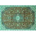 thumbnail image 1 of Ahgly Company Indoor Rectangle Medallion Turquoise Blue Traditional Area Rugs, 8' x 12', 1 of 4