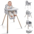 thumbnail image 1 of Silla alta para bebé EverKiddo plegable con bandeja ajustable, gris, 1 of 7