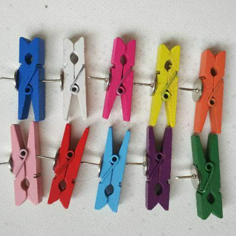20/50Pcs Mini Natural Wooden Clothespins Push Pins Tacks for Home School  Kunst und Skulpturen Decor DIY ,Tiny Clothespins Photo Paper Peg Clips  Colored 
