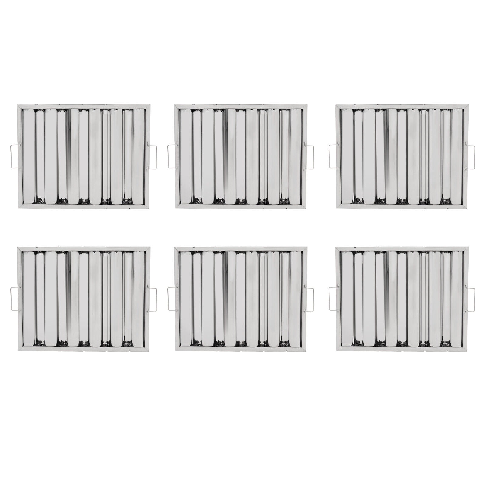 6Pcs Hood Filters Stainless Steel Commercial Exhaust Hood Vent Grease Filter Baffle