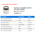 thumbnail image 2 of Fuel Pump - Compatible with 2010 - 2014 Audi A4 Quattro 2011 2012 2013, 2 of 2