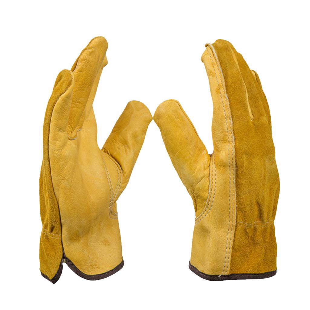 Black Leather Premium Drivers Gloves Fully Lined Tough Welding Gloves